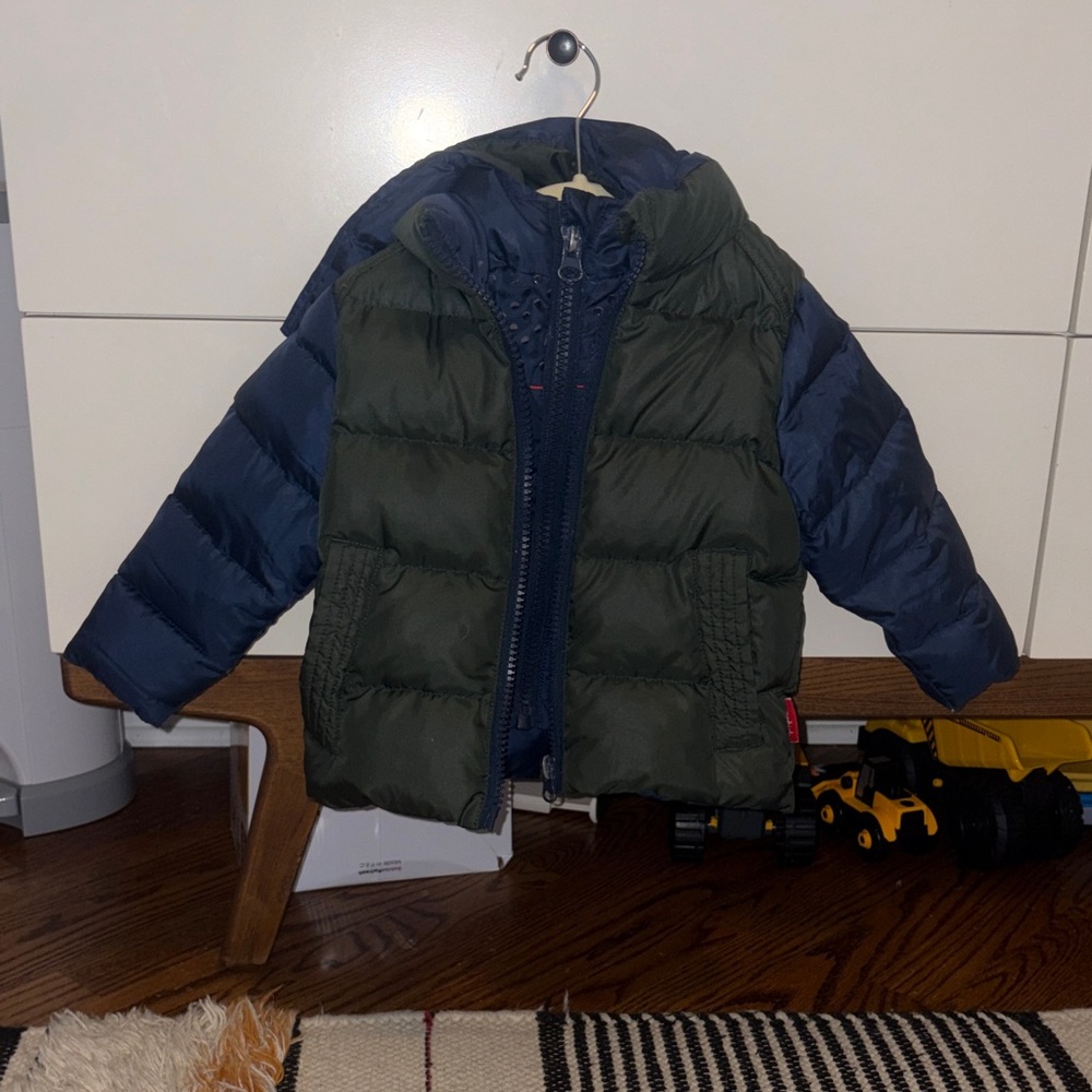 One Kid Road Coat Down- Blue and Green